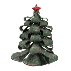 Clayre & Eef Figure de Noël Sapin de Noël Ø 21x24 cm Vert Papier Fer