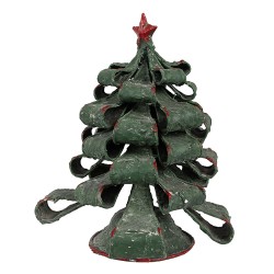 Clayre & Eef Christmas Decoration Figurine Christmas Tree Ø 21x24 cm Green Paper Iron