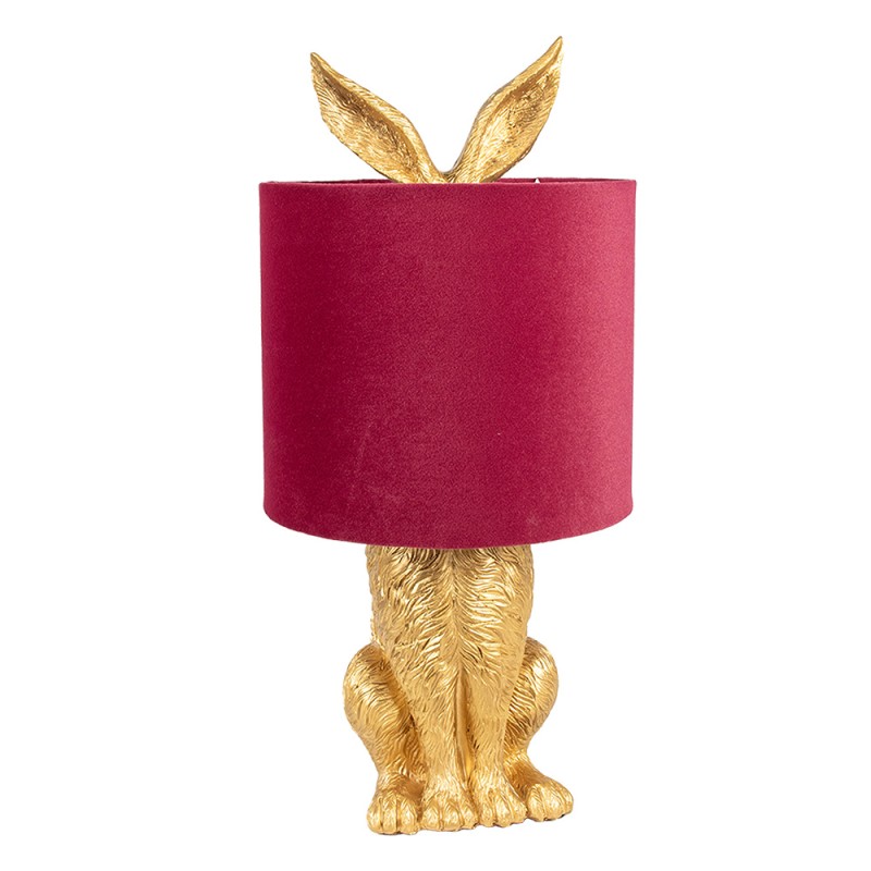 Clayre & Eef Table Lamp Rabbit Ø 20x43 cm Gold colored Red Plastic