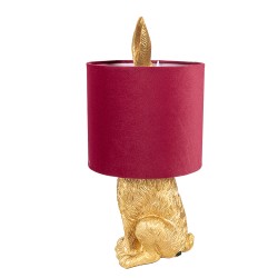 Clayre & Eef Table Lamp Rabbit Ø 20x43 cm Gold colored Red Plastic