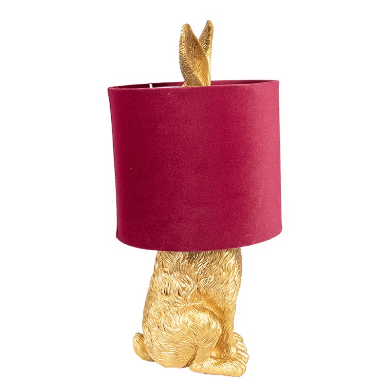 Clayre & Eef Table Lamp Rabbit Ø 20x43 cm Gold colored Red Plastic