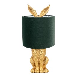 Clayre & Eef Table Lamp Rabbit Ø 20x43 cm Gold colored Green Plastic