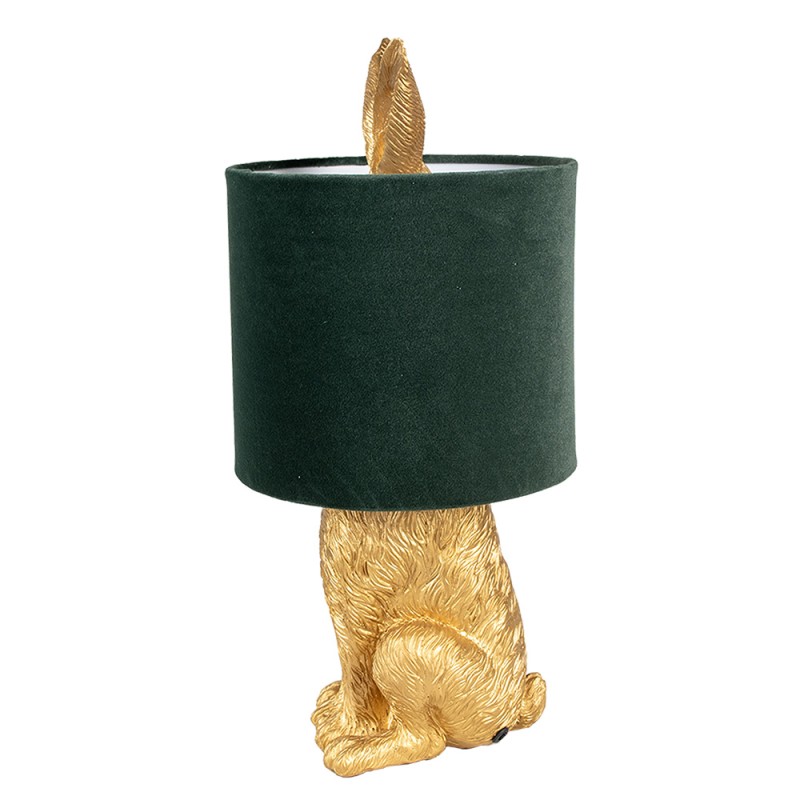 Clayre & Eef Lampada da tavolo Coniglio Ø 20x43 cm Color oro Verde Plastica