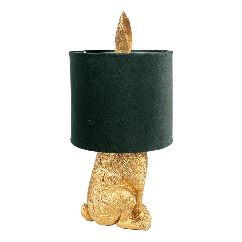 Clayre & Eef Table Lamp Rabbit Ø 20x43 cm Gold colored Green Plastic