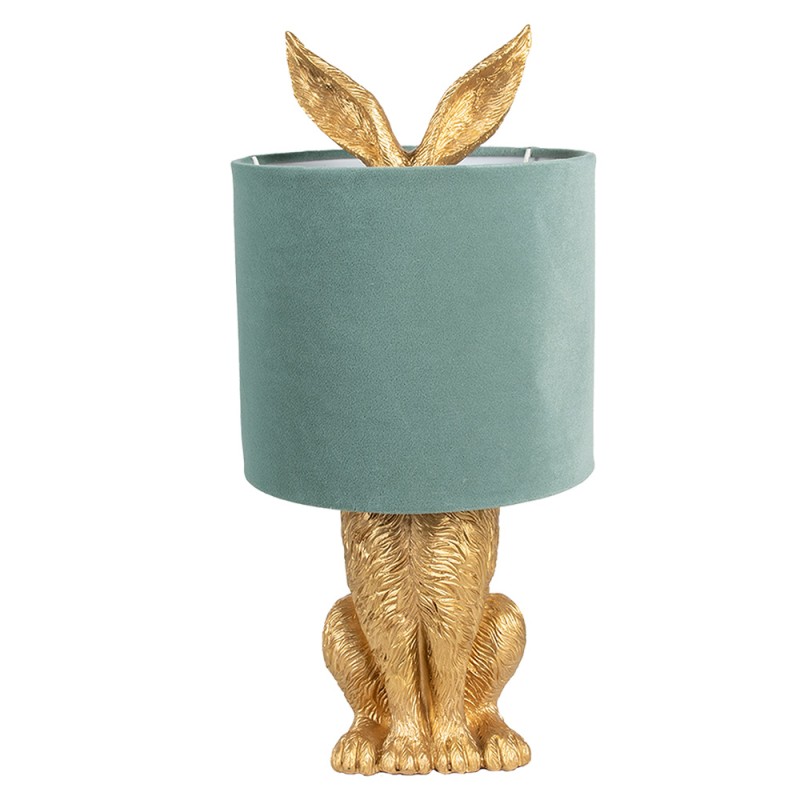 Clayre & Eef Table Lamp Rabbit Ø 20x43 cm Gold colored Green Plastic