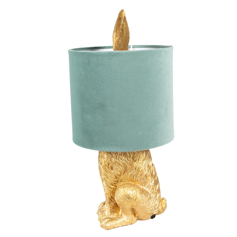 Clayre & Eef Table Lamp Rabbit Ø 20x43 cm Gold colored Green Plastic