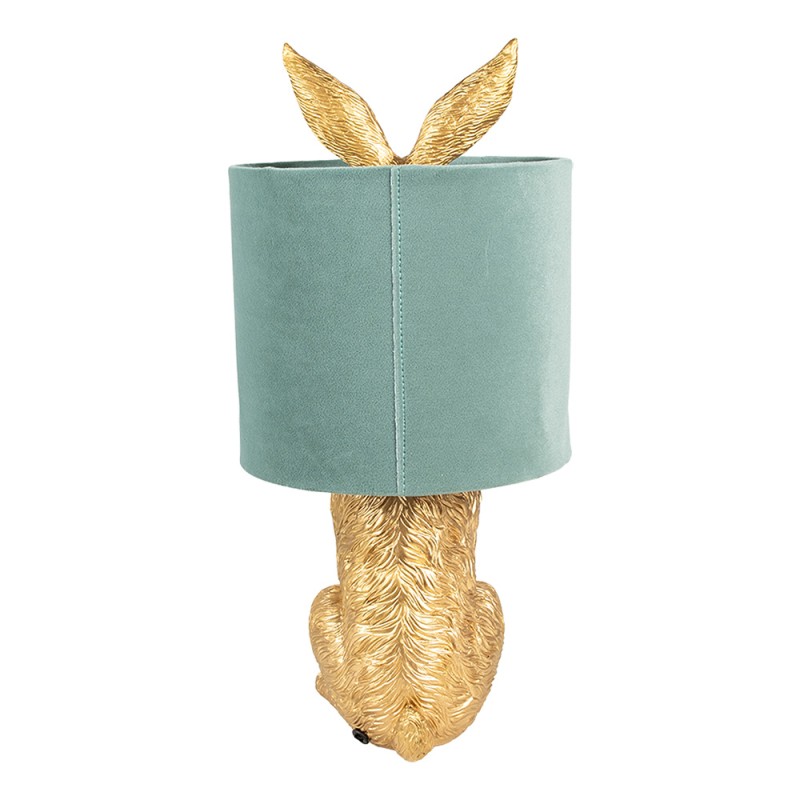 Clayre & Eef Table Lamp Rabbit Ø 20x43 cm Gold colored Green Plastic