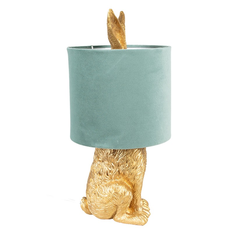 Clayre & Eef Table Lamp Rabbit Ø 20x43 cm Gold colored Green Plastic