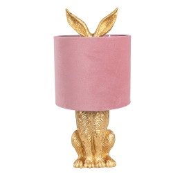 Clayre & Eef Table Lamp Rabbit Ø 20x43 cm Gold colored Pink Plastic