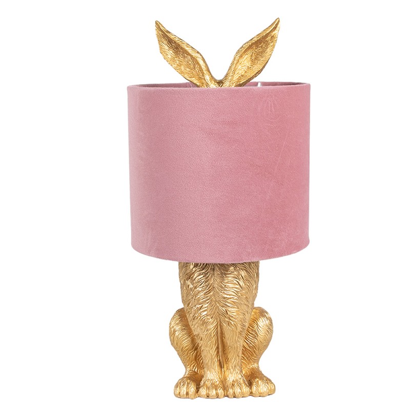 Clayre & Eef Table Lamp Rabbit Ø 20x43 cm Gold colored Pink Plastic