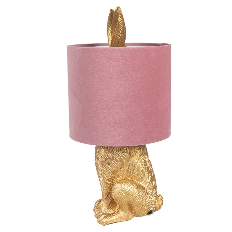 Clayre & Eef Lampada da tavolo Coniglio Ø 20x43 cm Color oro Rosa Plastica