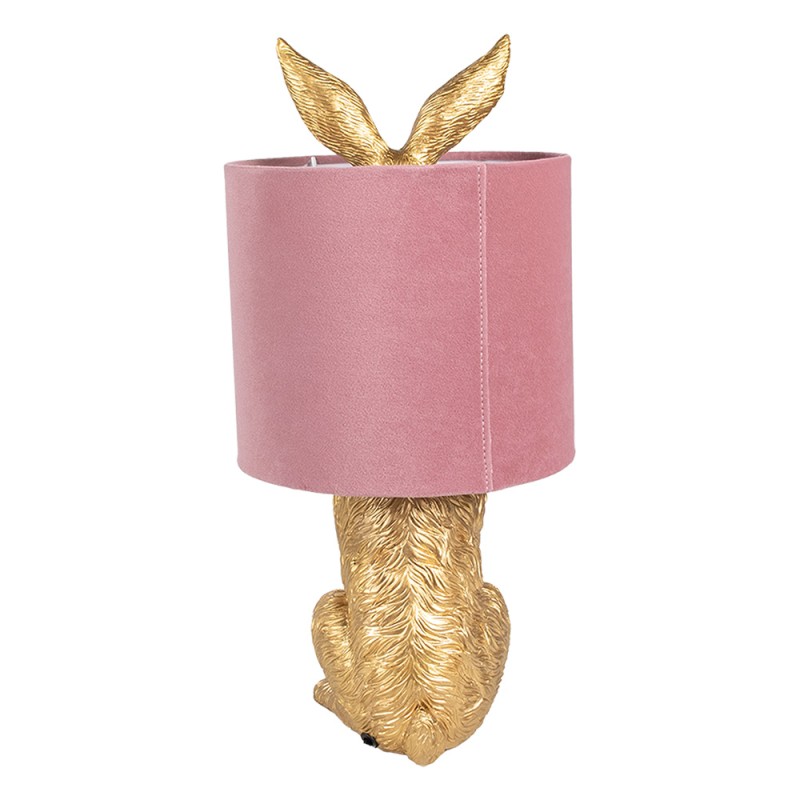 Clayre & Eef Table Lamp Rabbit Ø 20x43 cm Gold colored Pink Plastic