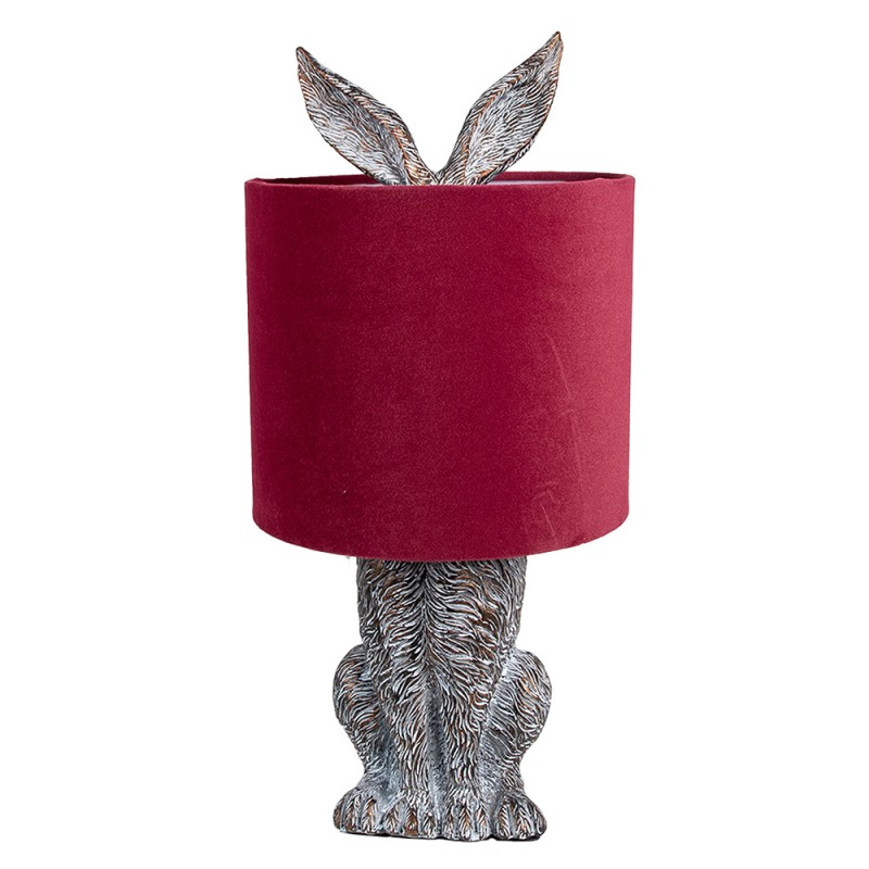 Clayre & Eef Lampe de table Lapin Ø 20x43 cm Marron Rouge Plastique