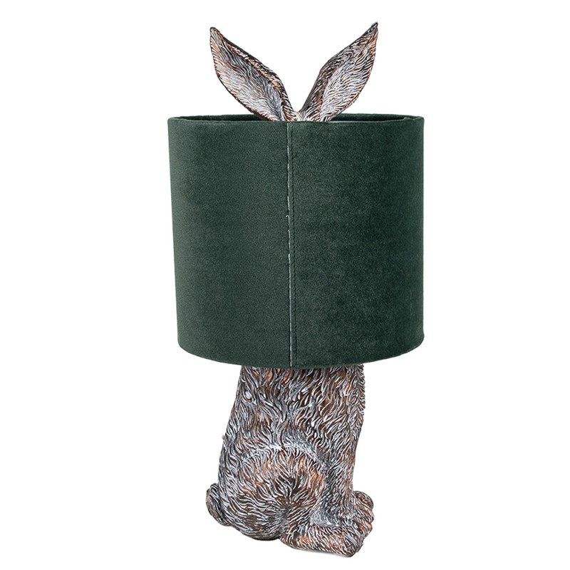 Clayre & Eef Lampada da tavolo Coniglio Ø 20x43 cm Marrone Verde  Plastica