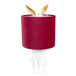 Clayre & Eef Table Lamp Rabbit Ø 20x43 cm White Red Plastic