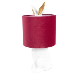 Clayre & Eef Table Lamp Rabbit Ø 20x43 cm White Red Plastic