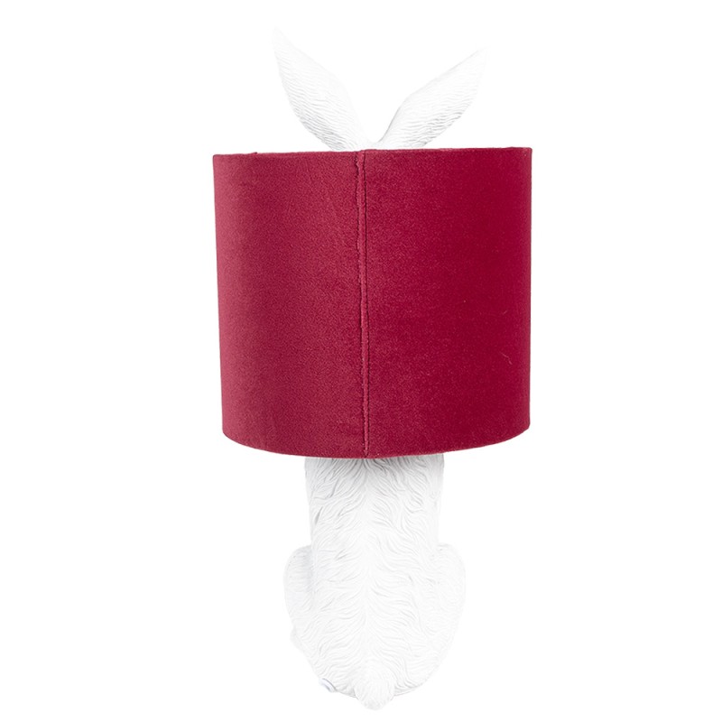 Clayre & Eef Table Lamp Rabbit Ø 20x43 cm White Red Plastic