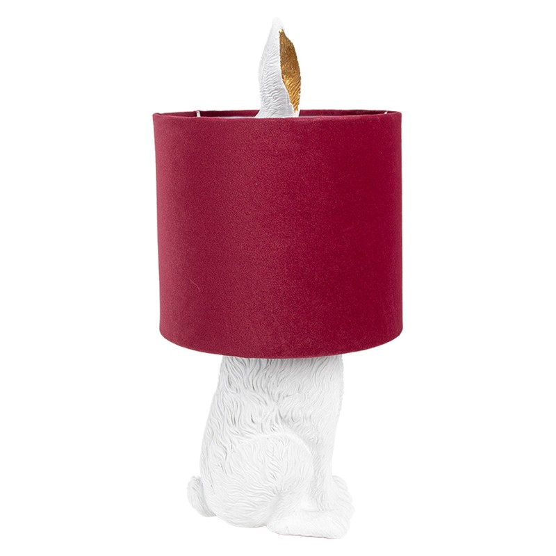 Clayre & Eef Lampada da tavolo Coniglio Ø 20x43 cm Bianco Rosso  Plastica