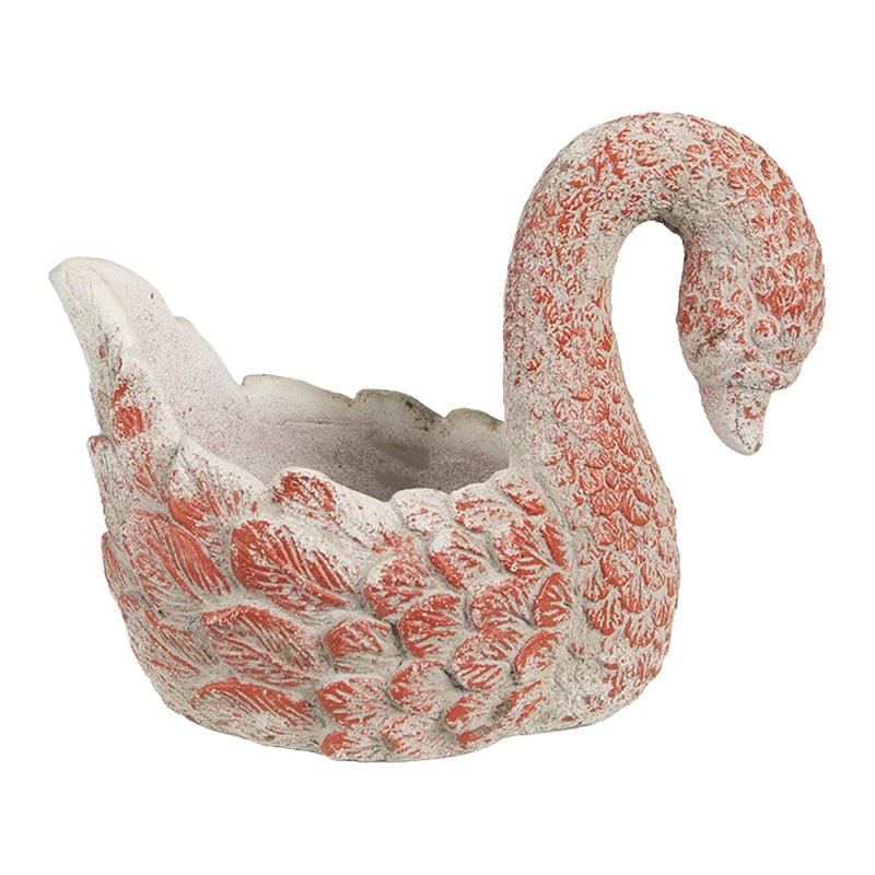 Clayre & Eef Planter Swan 19x11x15 cm Grey Red Stone