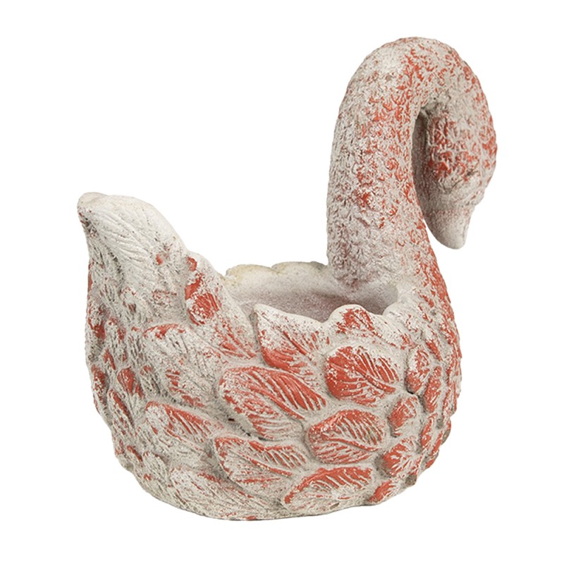 Clayre & Eef Planter Swan 19x11x15 cm Grey Red Stone