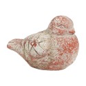 Clayre & Eef Decoratie Beeld Vogel 14x9x10 cm Grijs Rood Steen