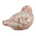 Clayre & Eef Decoratie Beeld Vogel 14x9x10 cm Grijs Rood Steen