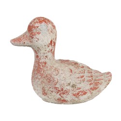 Clayre & Eef Figurine décorative Canard 15x8x12 cm Gris Rouge Pierre