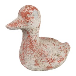 Clayre & Eef Figurine décorative Canard 15x8x12 cm Gris Rouge Pierre