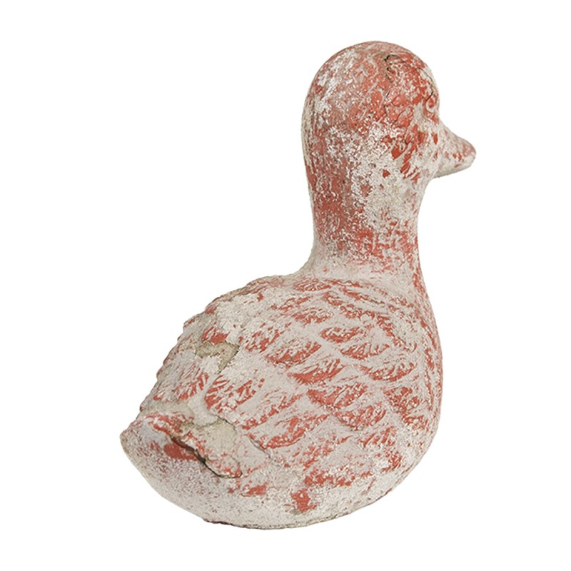 Clayre & Eef Figurine décorative Canard 15x8x12 cm Gris Rouge Pierre