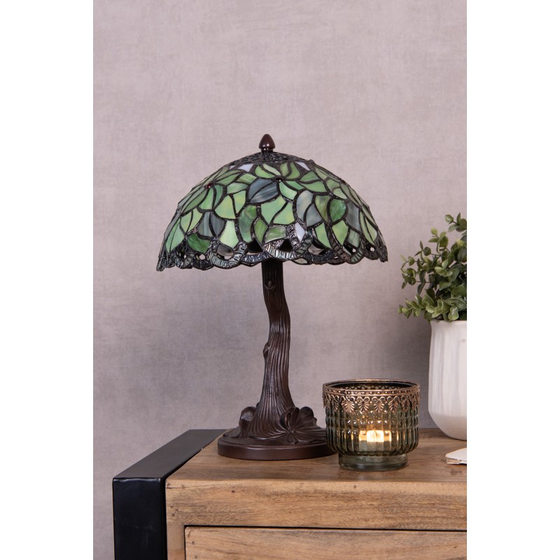 LumiLamp Table Lamp Tiffany Ø 25x31 cm Green Glass