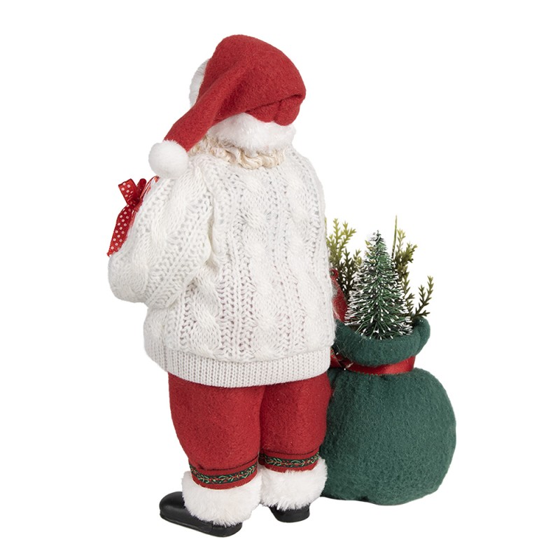 Clayre & Eef Figure de Noël Père Noël 27 cm Blanc Rouge Plastique