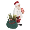 Clayre & Eef Kerstdecoratie Beeld Kerstman 27 cm Wit Rood Kunststof