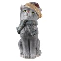 Clayre & Eef Figurine décorative Chat 18x21x42 cm Gris Polyrésine