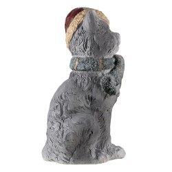 Clayre & Eef Statuetta decorativa Gatto  18x21x42 cm Grigio Poliresina