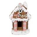 Clayre & Eef Lebkuchenhaus mit LED 26x20x37 cm Braun Kunststoff