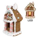 Clayre & Eef Lebkuchenhaus mit LED 26x20x37 cm Braun Kunststoff