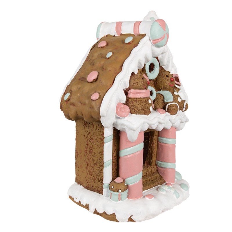 Clayre & Eef Lebkuchenhaus mit LED 26x20x37 cm Braun Kunststoff