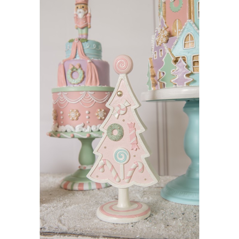 Clayre & Eef Décoration de Noël Sapin de Noël 25 cm Rose Plastique