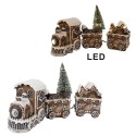 Clayre & Eef Weihnachtsdekoration mit LED-Beleuchtung Zug 30x8x16 cm Braun Kunststoff