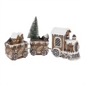 Clayre & Eef Weihnachtsdekoration mit LED-Beleuchtung Zug 30x8x16 cm Braun Kunststoff