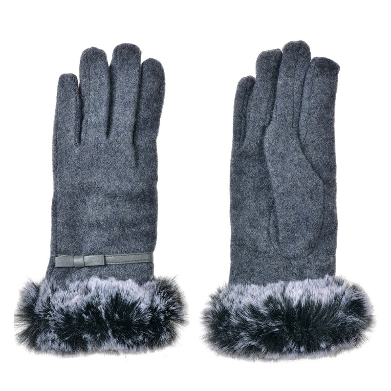 Clayre & Eef Gants en fausse fourrure 9x23 cm Gris Polyester