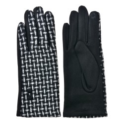 Clayre & Eef Gants d'hiver 9x23 cm Noir Blanc Polyester