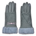 Clayre & Eef Gloves with fur 9x23 cm Grey Polyester