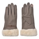 Clayre & Eef Handschuhe mit Kunstpelz 9x23 cm Braun Polyester