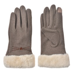 Clayre & Eef Handschoenen met imitatiebont 9x23 cm Bruin Polyester