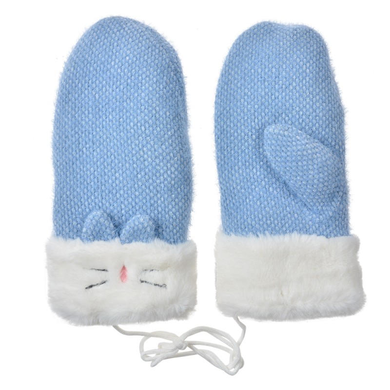 Clayre & Eef Gants pour enfants 10x23 cm Bleu Polyester