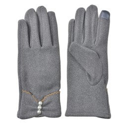 Clayre & Eef Winter Gloves 9x23 cm Grey Polyester