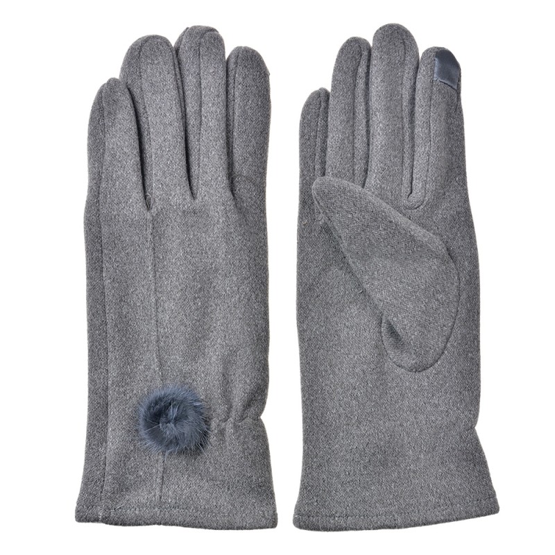 Clayre & Eef Handschoenen Winter 9x23 cm Grijs Polyester