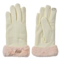 Clayre & Eef Handschoenen met imitatiebont 9x23 cm Beige Polyester