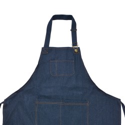 Clayre & Eef Tablier de cuisine 77x68 cm Bleu Polyester